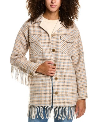 

Женская шерстяная куртка Sandro Fringe, Бежевый