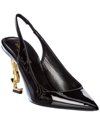 

Женские лакированные туфли Saint Laurent Opyum 85 с ремешком на пятке, Черный, NA
