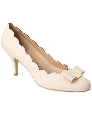Кожаные туфли-лодочки Ferragamo Carla Женские белые 60 C