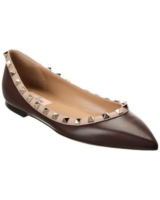 

Кожаные женские туфли на плоской подошве Valentino Rockstud, Коричневый, NA