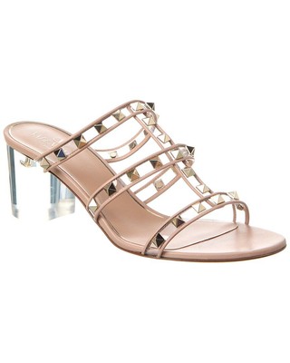 

Женские сандалии Valentino Rockstud 60 из винила и кожи бежевого цвета, Бежевый, NA