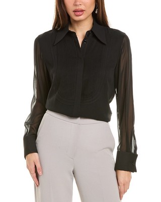 Женская шелковая блузка Lafayette 148 New York с нагрудником на пуговицах