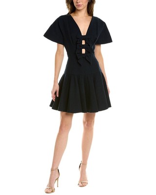 

Carolina Herrera Popcorn Трикотажное льняное платье трапециевидного силуэта женское, Синий