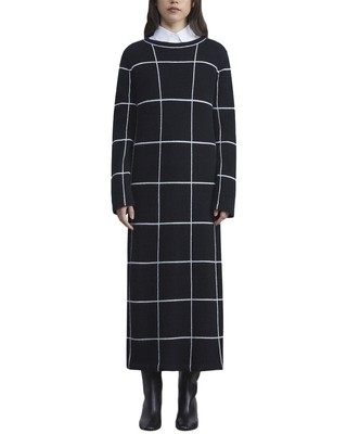 Женское трикотажное кашемировое платье цвета интарсии Lafayette 148 New York Tile Grid