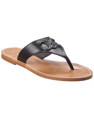 Celine Triomphe Leather Sandal Womens Black 37