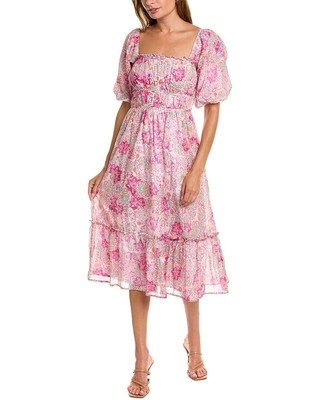 

Женское платье миди с пышными рукавами Fate, Фиолетовый