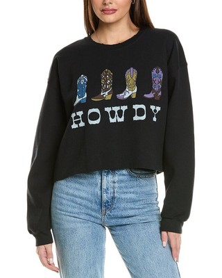 Project Social Футболка Howdy Boots Толстовка с необработанным краем Женская черная S/M