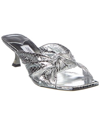 

Jimmy Choo Avenue 50 Женские кожаные сандалии, Серебряный, NA