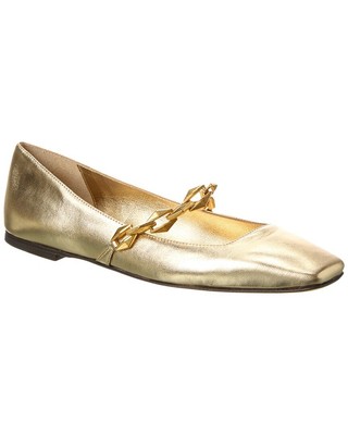 

Jimmy Choo Diamond Tilda Женские кожаные туфли на плоской подошве, Золотой, NA