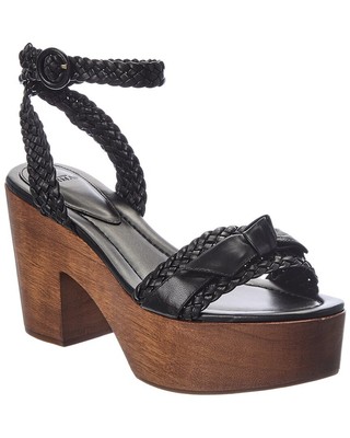 

Alexandre Birman Camille Женские плетеные кожаные сандалии на платформе, черные, Черный, NA