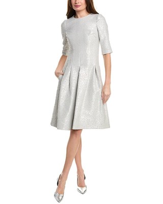 Женское платье А-силуэта Teri Jon By Rickie Freeman с драгоценными камнями на шее и рукавами до локтя