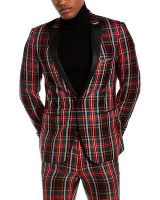 

Мужская куртка-смокинг Grosvenor Peak с узором пейсли и серого цвета, Red tartan