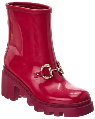 Резиновые сапоги Gucci Horsebit Женские красные 36