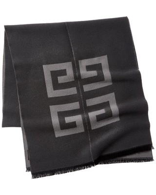 Pre-owned Givenchy Split Oblong Wool Scarf Men's Grey Os In Gray