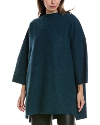Шерстяная туника с воронкообразным вырезом Eileen Fisher Женская зеленая 2X