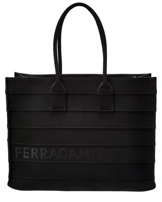 Фирменная женская сумка-тоут большого размера с кожаной отделкой от Ferragamo.