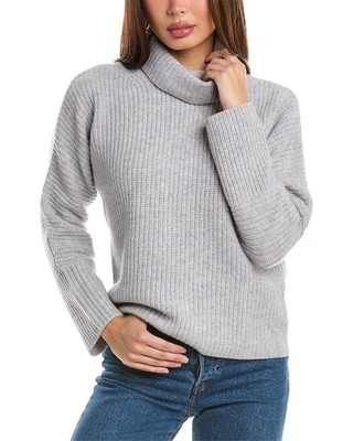 Роскошный женский свитер из смеси шерсти и кашемира с высоким воротом Forte Cashmere серебристого цвета
