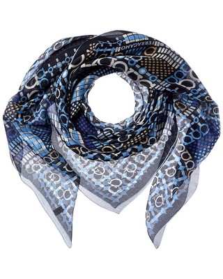 Ferragamo Gancini Printed Silk Scarf Womens Blue