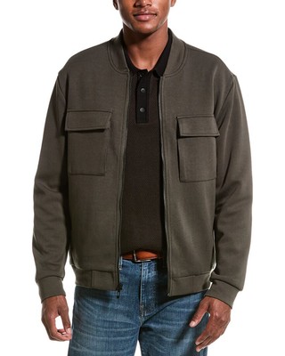 Мужская приталенная куртка на молнии Elie Tahari зеленого цвета S