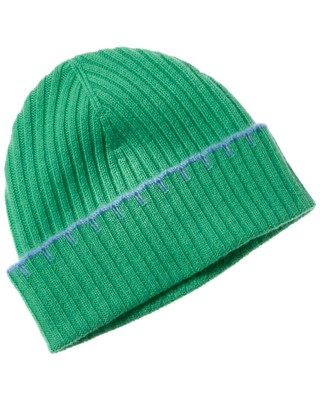 Женская кашемировая шляпа в рубчик с отстроченным краем от Hannah Rose, зеленая