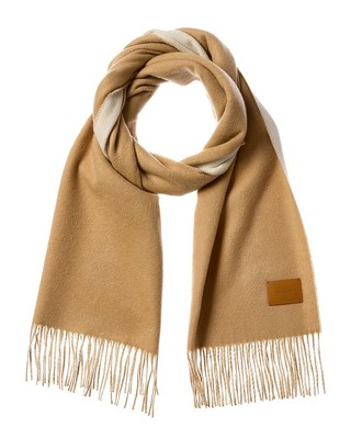 Широкий двухцветный шарф из смеси шерсти и кашемира Vince Double Face Womens Brown Os