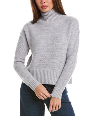 Укороченный текстурированный свитер из искусственного кашемира Forte Cashmere, женский серый L