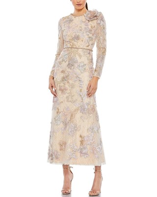 Розовое платье Mac Duggal с длинным рукавом женское 20