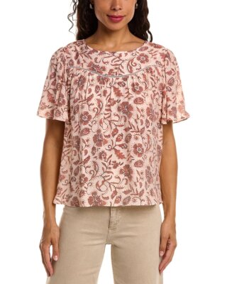 

Nanette Женский топ с развевающимися рукавами Nanette Lepore, Burnt coral print