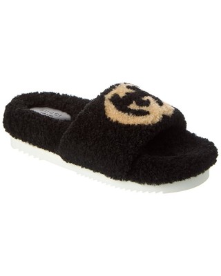Женские слипоны из дубленки Gucci Interlocking G Черный 34