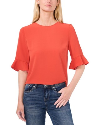 Cece Short Sleeve Ruff Cuff Crew Neck Blouse Womens