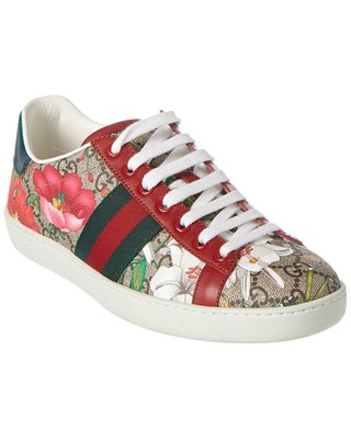 Женские кроссовки Gucci Ace Gg Flora из парусины и кожи, красный 36