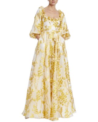 

Жаккардовое платье Badgley Mischka женское, Желтый