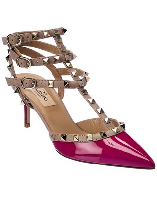 

Женские лакированные туфли Valentino Rockstud Caged 65 с ремешком на щиколотке, Розовый, NA