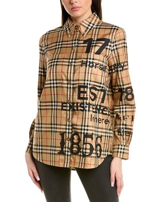 

Рубашка в клетку Burberry Vintage женская бежевая, Бежевый