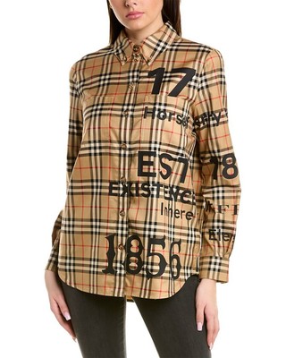 Рубашка в клетку Burberry Vintage женская бежевая 2