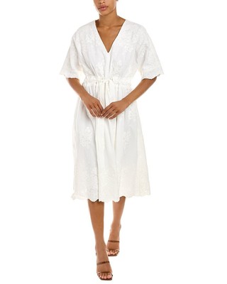 

Платье миди с вышивкой Josie Natori, белое, Белый