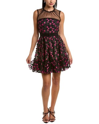 

Женское коктейльное платье из тюля с вышивкой Zac Posen, Черный