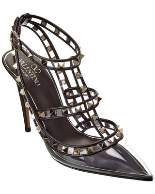 

Женские туфли-лодочки Valentino Rockstud Caged 100 из кожи и винила, Черный, NA