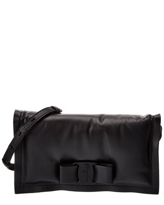 

Женская кожаная сумка через плечо Ferragamo Viva Bow, черная, NA