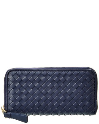 Женский кошелек из плетеной кожи Tiffany & Fred Paris синего цвета