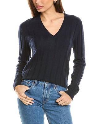 Женский свитер из смеси шерсти и кашемира Malo Cashmere Wide Rib синего цвета Xl