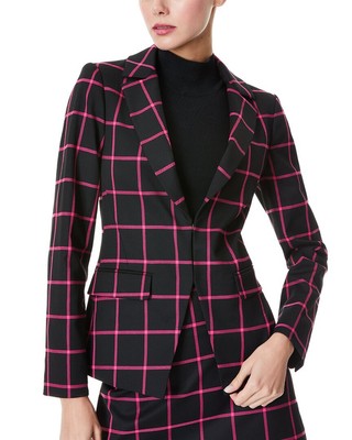 

Женский блейзер с воротником-стойкой Alice + Olivia Mya, Fblack/wild pink