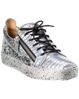 

Giuseppe Zanotti May London Кожаные кроссовки с тиснением под крокодила Мужские, Серебряный, NA