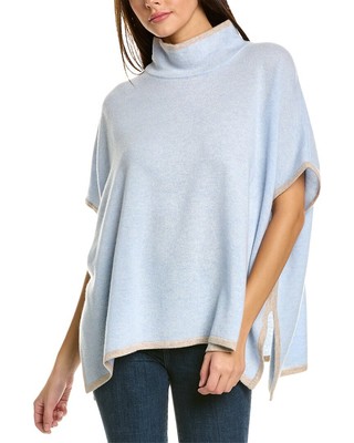 

Женское кашемировое пончо с воронкой Forte Cashmere, синий цвет