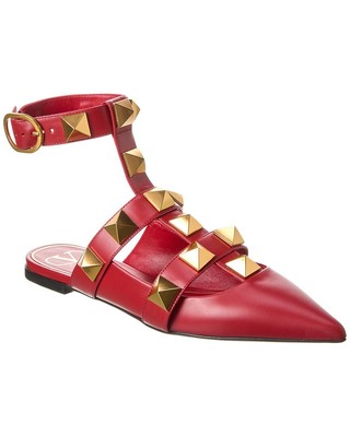 

Женский кожаный ремешок на щиколотке с ремешком на щиколотке с заклепками Valentino Roman, Красный, NA