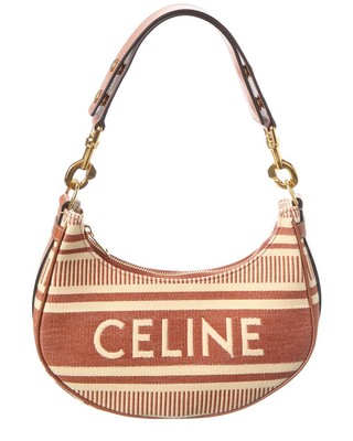 Женская сумка-хобо Celine Ava Medium из холста и кожи коричневого цвета