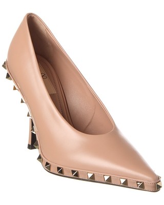 Женские туфли-лодочки из кожи Valentino Rockstud 100 Розовый 37,5