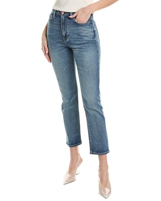 Ganni Cutye Средне-синие винтажные джинсы Super High Rise Slim Crop Jean Женские