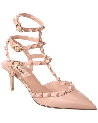 

Valentino Rockstud Caged 65 Женские кожаные туфли с ремешком на щиколотке, розовые, Розовый, NA