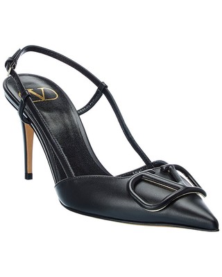Туфли-лодочки Valentino Vlogo 80 с кожаным ремешком на спине, женские, черные, 38